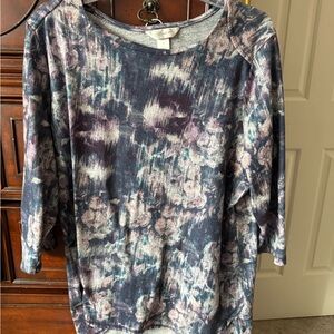 Purple Floral  Print Women's Top by CJ Banks Size 1x